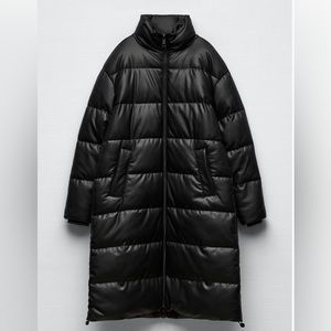Zara faux leather puffer coat
